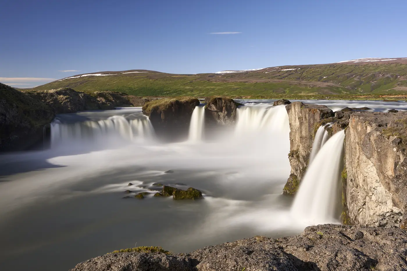 The wide half-circle of Goðafoss