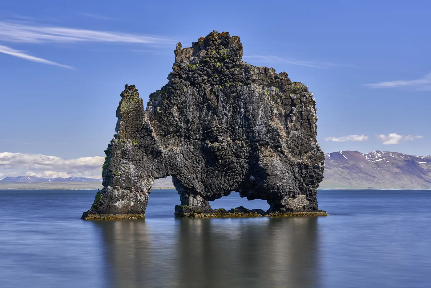 The Hvítserkur rock arch at low tide