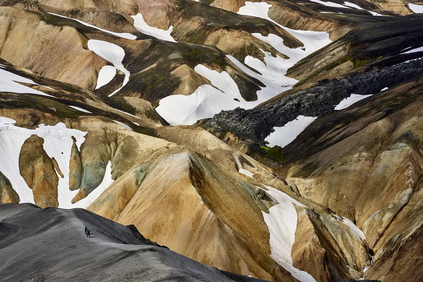 Coloured highland ridges from above