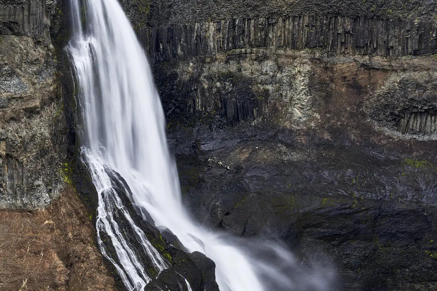A waterfall in a narrow gorge