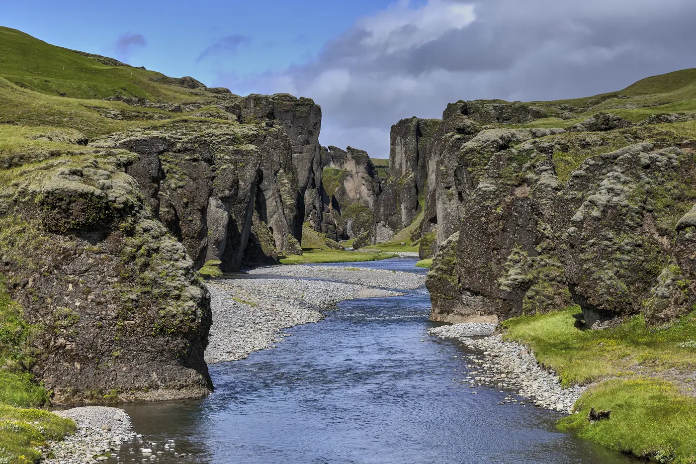 A waterfall in a deep gorge