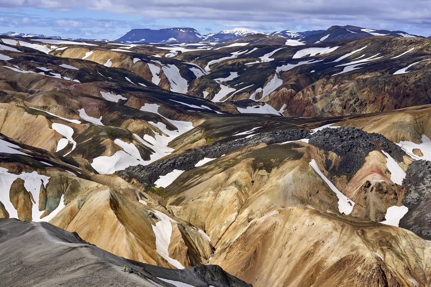 Green-and-ochre highland ridges