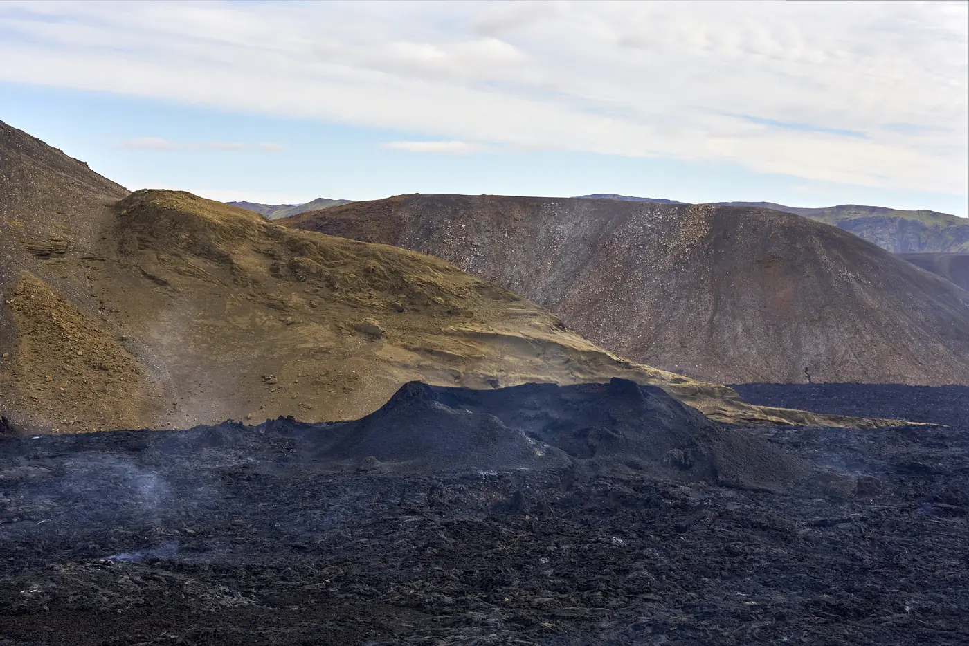 A volcanic crater landscape
